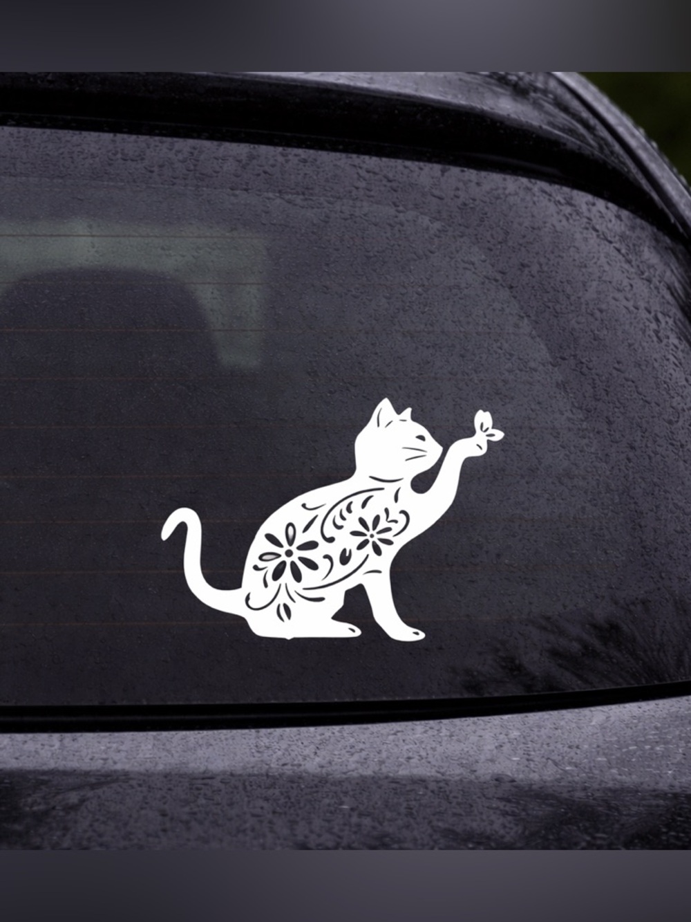 🔥5/$35🔥 White Flower Cat Vinyl Decal